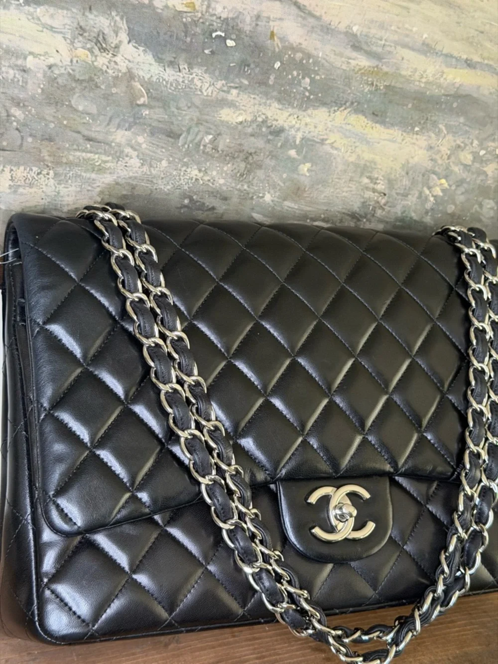 CHANEL MAXI Shoulder Bag with SILVER HARDWARE - Picture 4 of 14